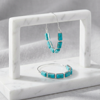 Turquoise Rectangular Hoop Earrings