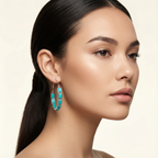 Turquoise Rectangular Hoop Earrings