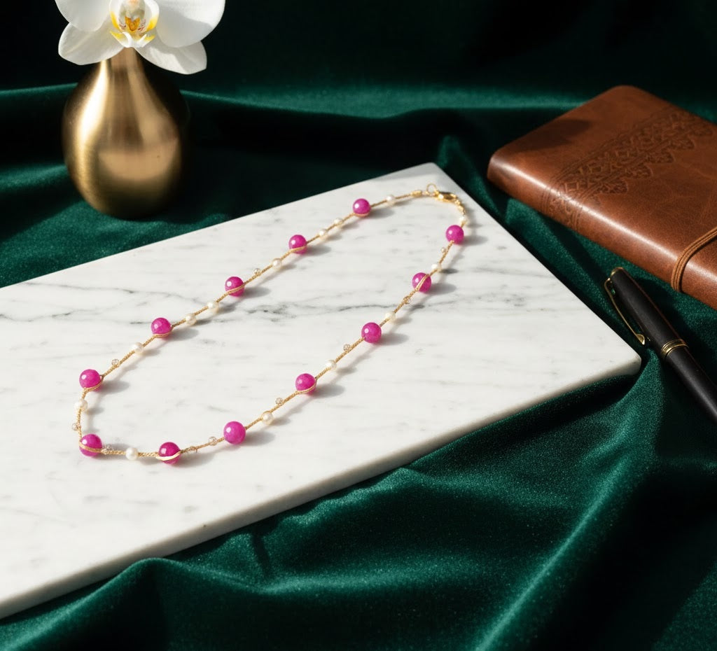 Purple Agate Knotted Necklace