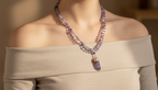 Amethyst Layered Necklace with Crystal Point Pendant