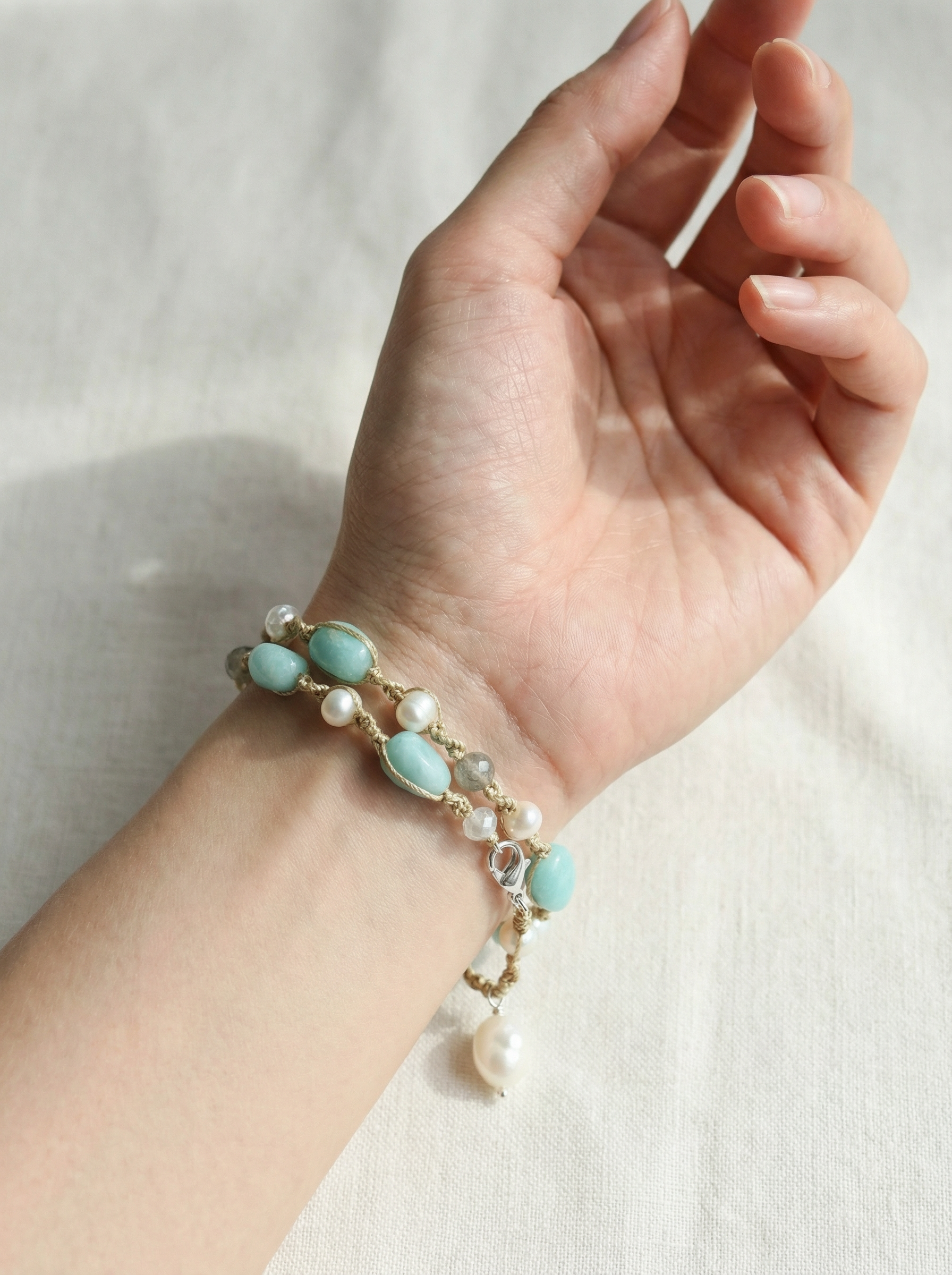 Gemstones Cultured Pearl Twist Knot Choker