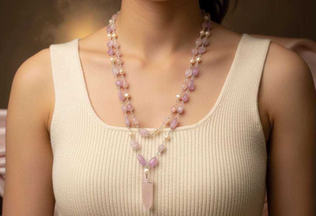 Kunzite and Rose Quartz Pendant Necklace