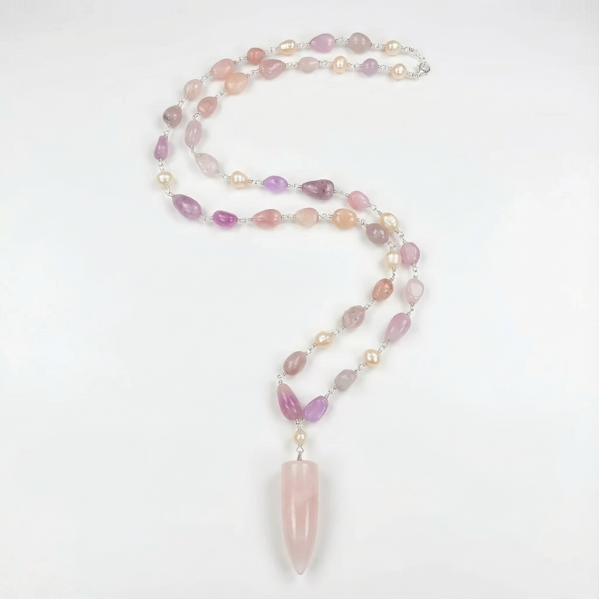 Kunzite and Rose Quartz Pendant Necklace