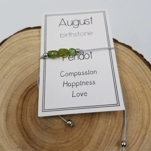 Birth Stone Bracelet with Card-August