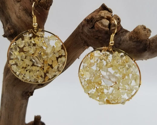 Natural Stone Round Earrings