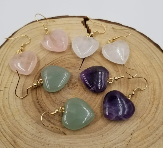 Rose Quartz Heart Earrings