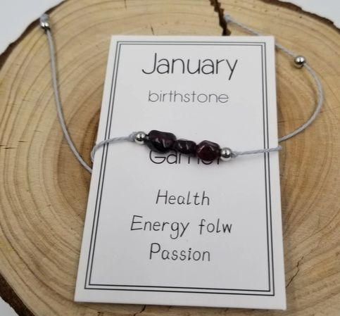 Birth Stone Bracelet with Card-January
