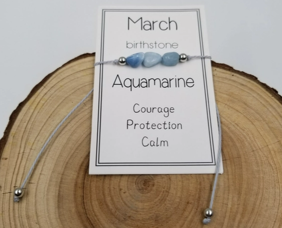 Birth Stone Bracelet with Card-March