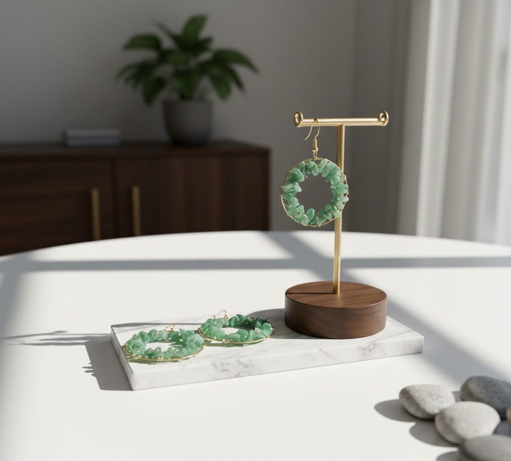 Natural Stone Round Earrings